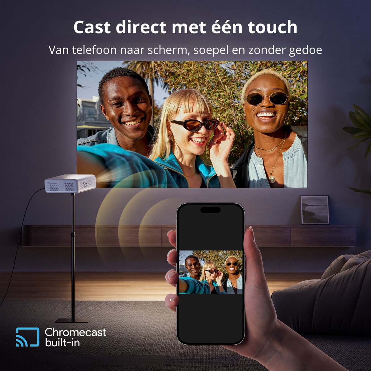 Aurzen EAZZE D1G – Mini Beamer – Full HD – Google TV – Wit - afbeelding 4