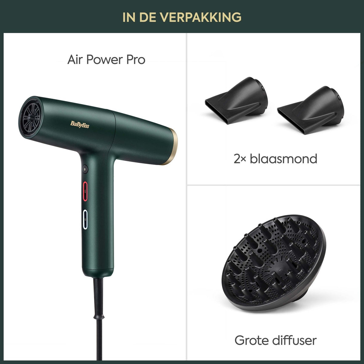 BaByliss Air Power Pro D6555DE – Föhn met Diffuser – Donkergroen - afbeelding 9