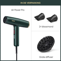 BaByliss Air Power Pro D6555DE – Föhn met Diffuser – Donkergroen - afbeelding 9